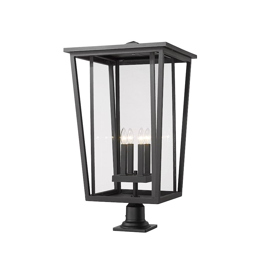 Z-Lite Seoul 4 Lt 32" Outdoor Pier Mount/Round, Black/Clear - 571PHXXLR-533PM-BK