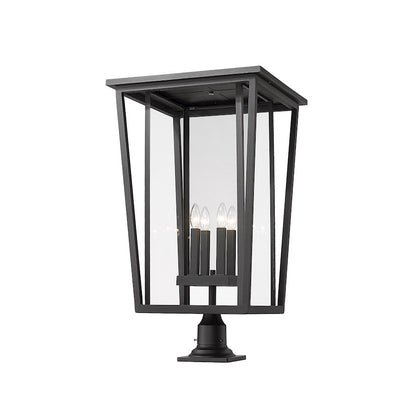 Z-Lite Seoul 4 Lt 32" Outdoor Pier Mount, Black/Clear