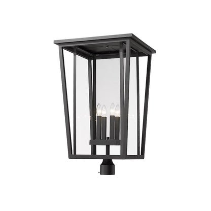 Z-Lite Seoul 4 Light Outdoor Post Mount Fixture, Black/Clear