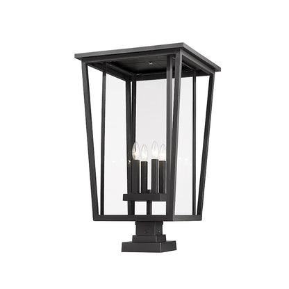 Z-Lite Seoul 4 Lt 32" Outdoor Pier Mount, Black/Clear