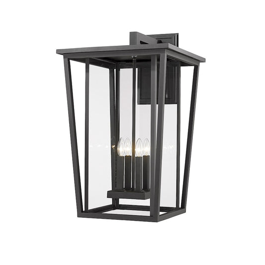 Z-Lite Seoul 4 Light Outdoor Wall Sconce in Black/Clear - 571XXL-BK