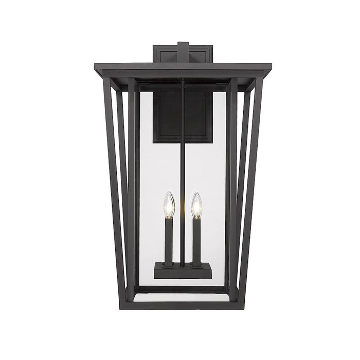 Z-Lite Seoul 4 Light Outdoor Wall Sconce in Black/Clear