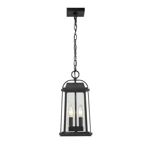 Z-Lite Millworks 2 Light Outdoor Chain Ceiling Fixture, Black/Clear - 574CHM-BK