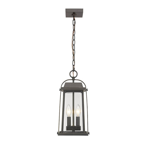 Z-Lite Millworks 2 Light Outdoor Chain Ceiling Light, Bronze/Clear - 574CHM-ORB