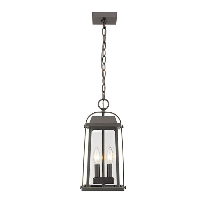 Z-Lite Millworks 2 Light Outdoor Chain Ceiling Light, Bronze/Clear - 574CHM-ORB