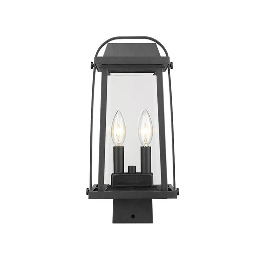 Z-Lite Millworks 2 Light Outdoor Post Mount, Black/Clear Beveled - 574PHMS-BK