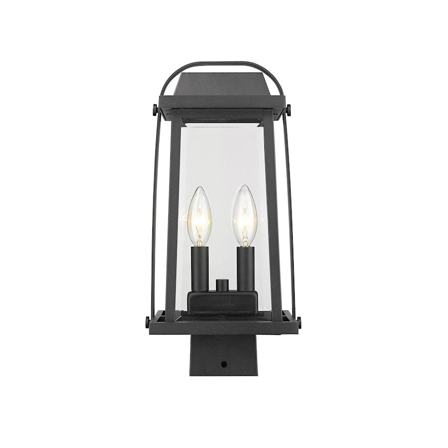 Z-Lite 2 Light Millworks 7" Outdoor Post Mount Fixture, Black - 574PHMS-BK