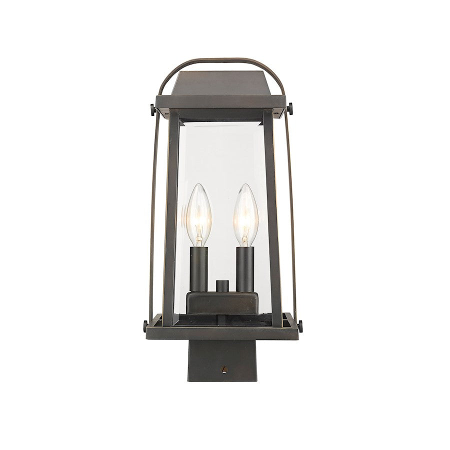 Z-Lite 2 Light Millworks 7" Outdoor Post Light, Bronze - 574PHMS-ORB