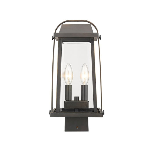 Z-Lite 2 Light Millworks 7" Outdoor Post Light, Bronze - 574PHMS-ORB