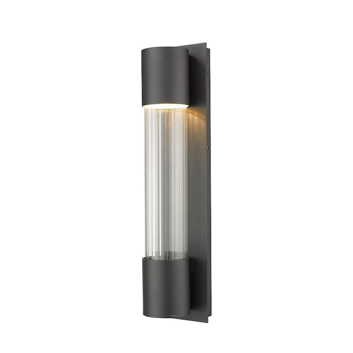 Z-Lite Striate 1 Light 21" Outdoor Sconce, Black/Clear Optic Glass - 575M-BK-LED
