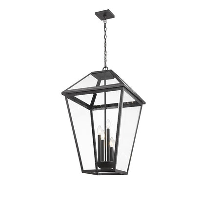 Z-Lite Talbot 4 Lt Outdoor Chain Mount Ceiling, Black/Beveled