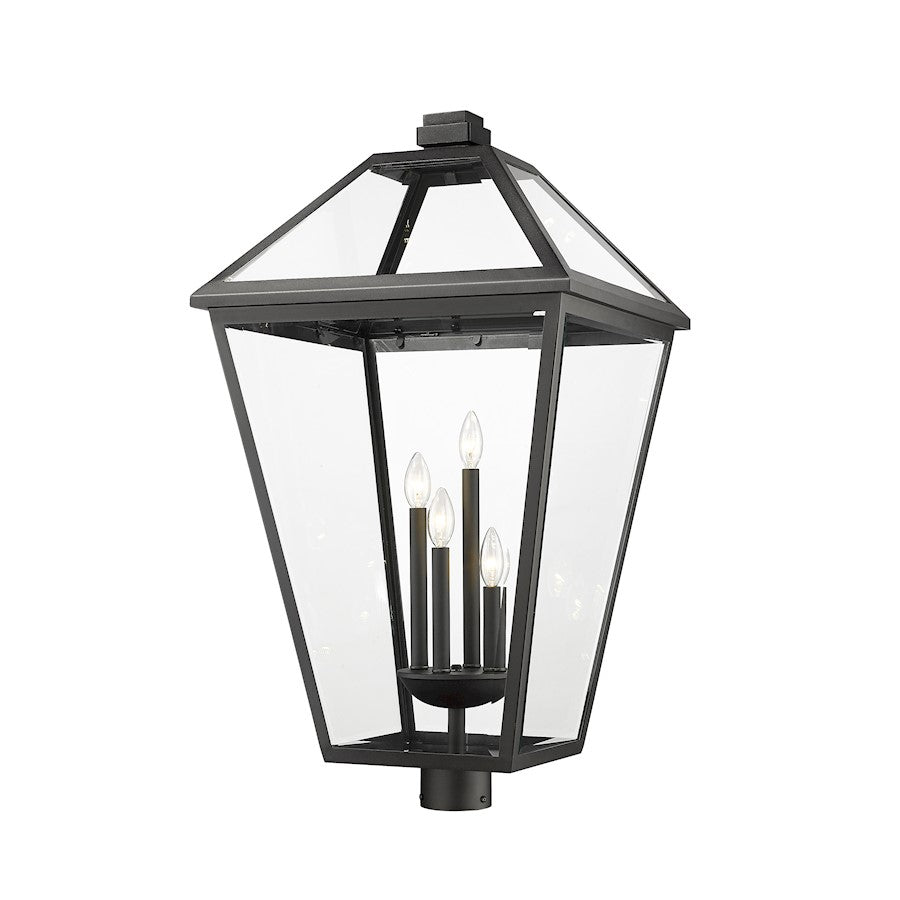 Z-Lite Talbot 4 Lt 34.25" Outdoor Post Mount, Black/Clear Beveled