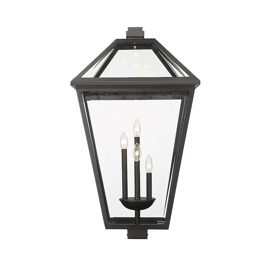 Z-Lite Talbot 4 Light Outdoor Post Mount, Black/Clear Beveled