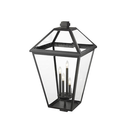 Z-Lite Talbot 4 Light Outdoor Post Mount, Black/Clear Beveled