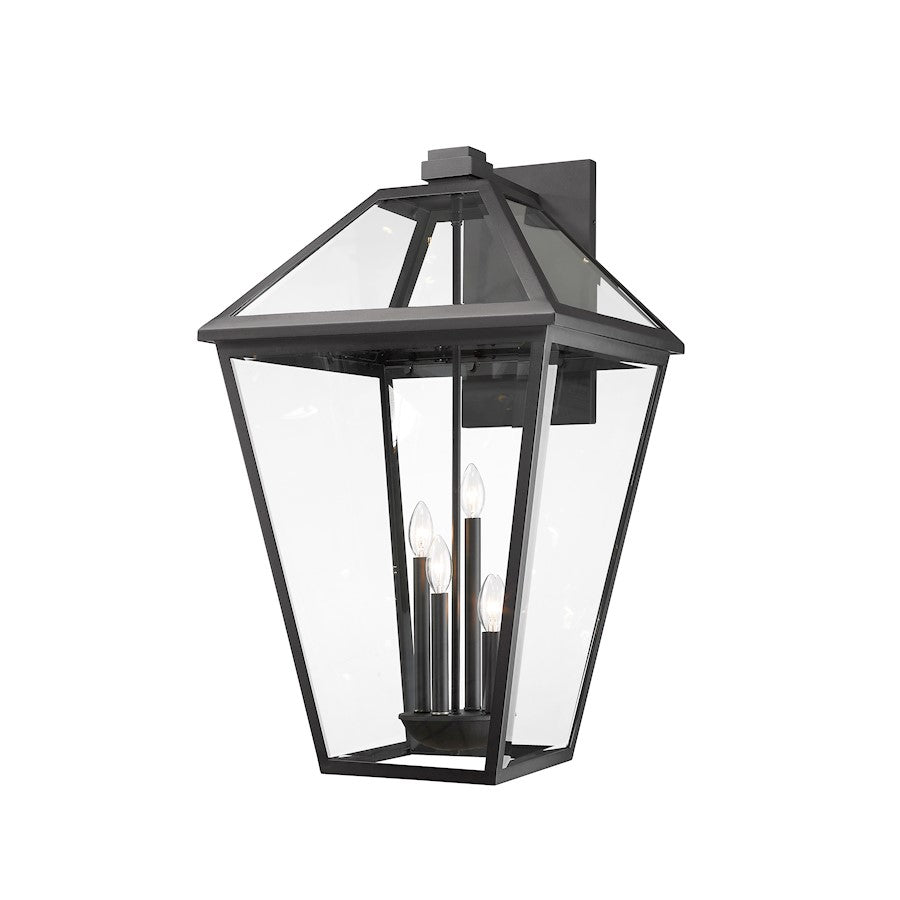 Z-Lite Talbot 4 Light Outdoor Wall Sconce, Black/Clear Beveled - 579XLX-BK