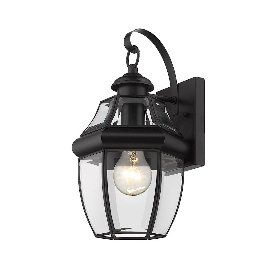 Z-Lite Westover 1 Light 13.75" Outdoor Sconce, Black/Beveled - 580S-BK