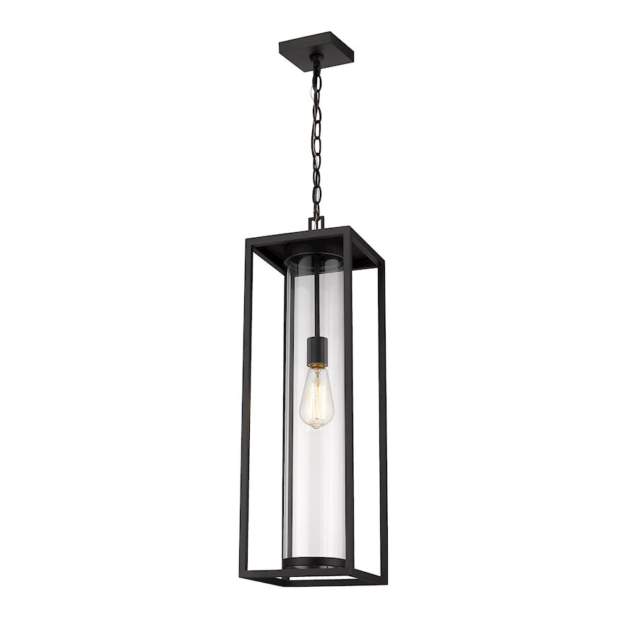 Z-Lite Dunbroch 1 Light 27" Outdoor Chain Mount Ceiling, Black/Clear - 584CHB-BK