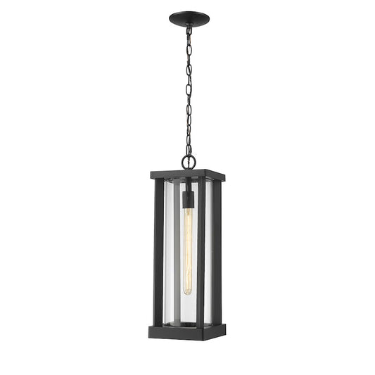 Z-Lite Glenwood 1 Light 22" Outdoor Chain Mount Ceiling, Black/Clear - 586CHB-BK