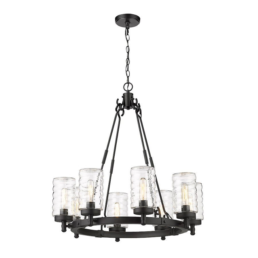 Z-Lite Tahoe 8 Light Outdoor Pendant in Matte Black/Clear - 588-8BK