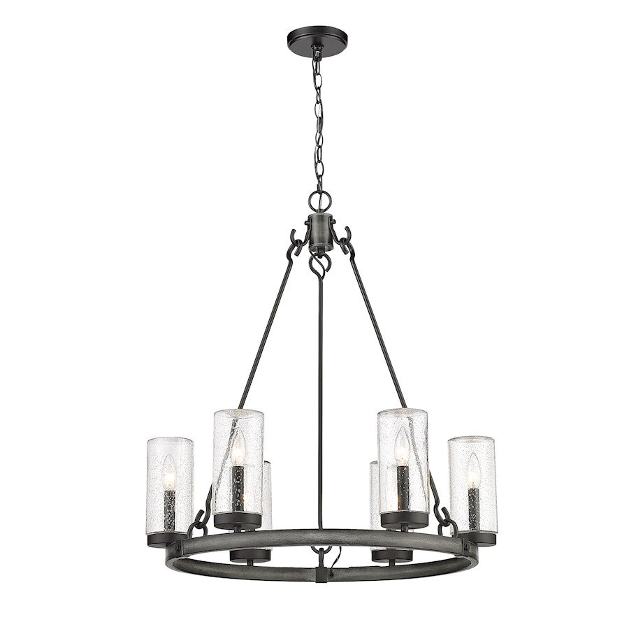 Z-Lite Marlow 6 Light Outdoor Pendant in Ashen Barnboard/Seedy - 589-6ABB