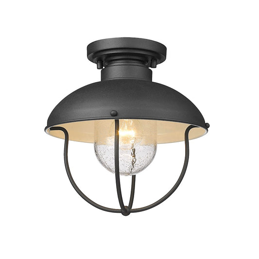 Z-Lite Ansel 1 Light Outdoor Flush Ceiling Mount, Black/Black - 590F-BK