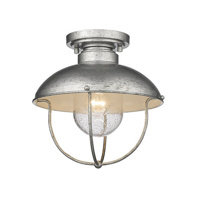 Z-Lite Ansel 1 Light Outdoor Flush Ceiling Mount, Galvanized - 590F-GV