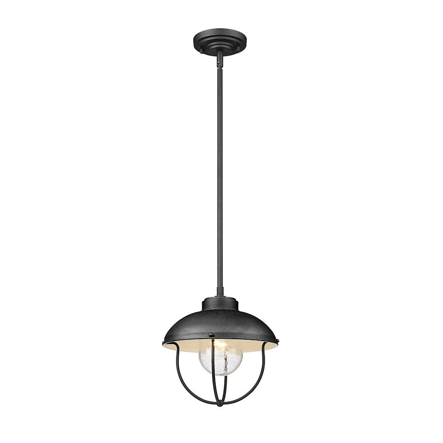 Z-Lite Ansel 1 Light Outdoor Pendant in Black/Black - 590P-BK