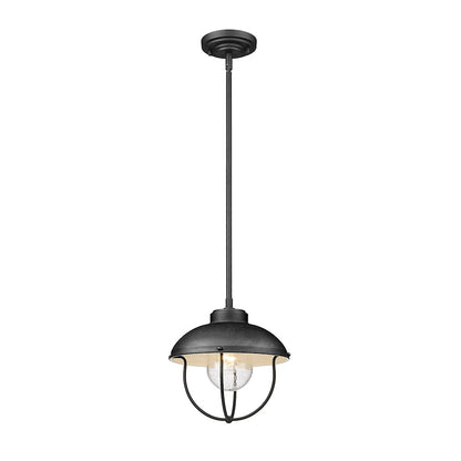 Z-Lite Ansel 1 Light Outdoor Pendant in Black/Black - 590P-BK