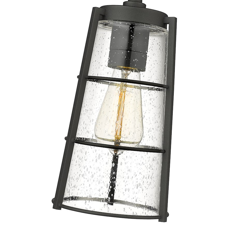 Z-Lite Helix 1 Light Outdoor Ceiling Mount, Black/Clear Seedy