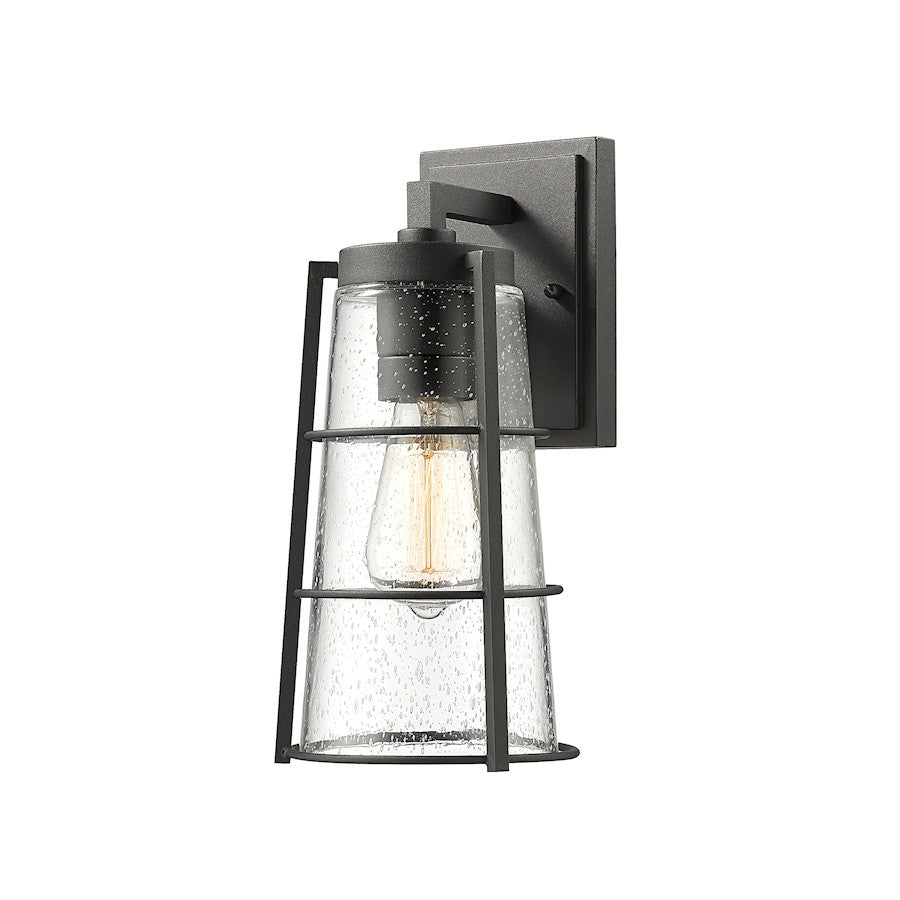 Z-Lite Helix 1 Light 13" Outdoor Wall Sconce in Black/Clear Seedy - 591M-BK