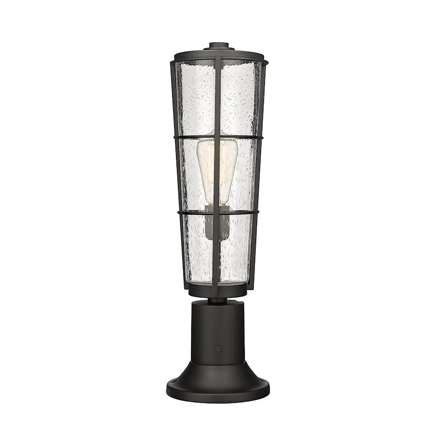 Z-Lite Helix 1 Light 22" Outdoor Pier Mount, Black/Clear Seedy - 591PHB-553PM-BK