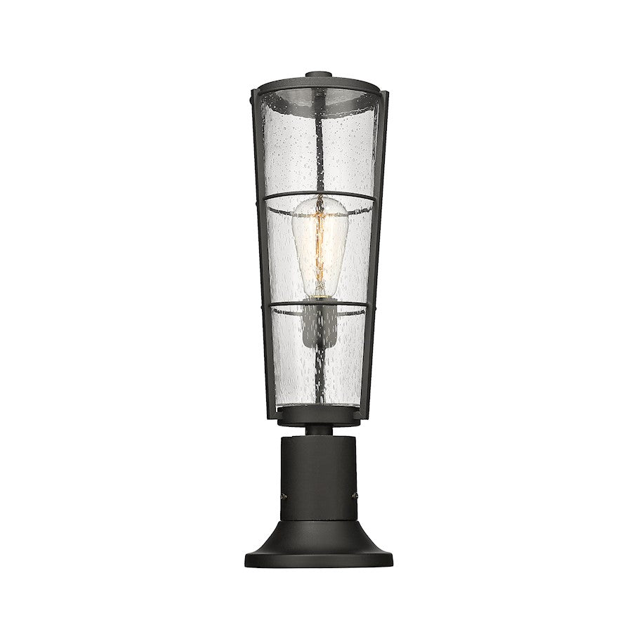 Z-Lite Helix 1 Light Outdoor Pier Mount, Black/Clear Seedy