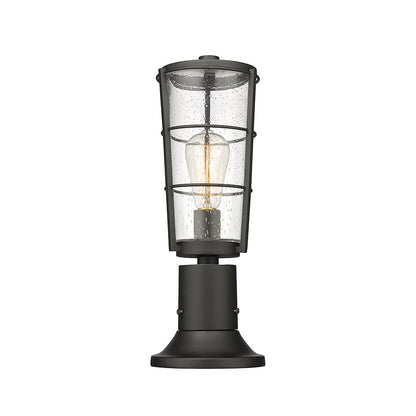 Z-Lite Helix 1 Light Outdoor Pier Mount, Black/Clear Seedy