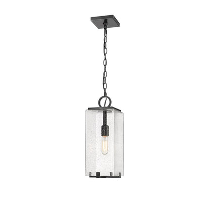 Z-Lite Sana 1 Light Outdoor Chain Mount Ceiling, Black/Seedy - 592CHM-BK