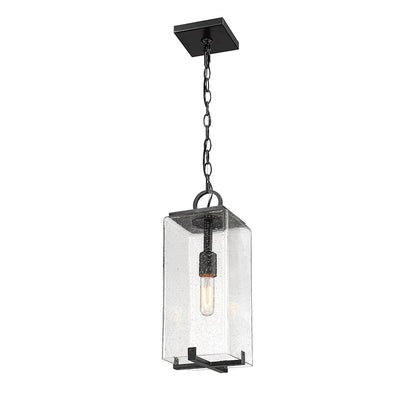 Z-Lite Sana 1 Light Outdoor Chain Mount Ceiling, Black/Seedy