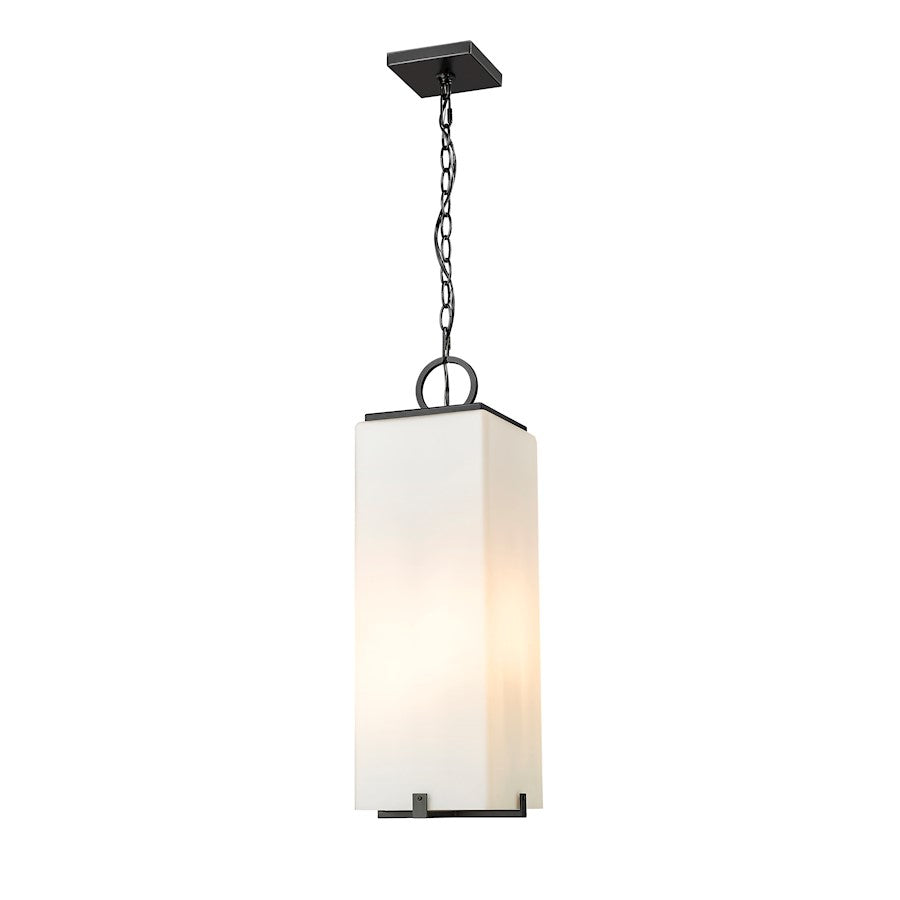 Z-Lite Sana 3 Light Outdoor Chain Mount Ceiling, Black/White Opal - 593CHB-BK