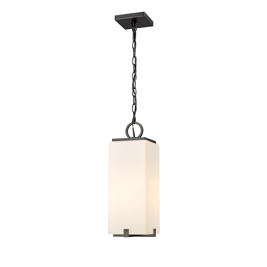 Z-Lite Sana 1 Light Outdoor Chain Mount Ceiling, Black/White Opal