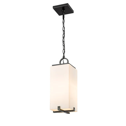 Z-Lite Sana 1 Light Outdoor Chain Mount Ceiling, Black/White Opal