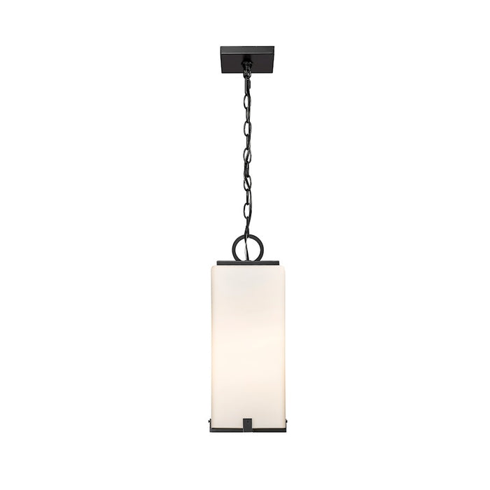 Z-Lite Sana 1 Light Outdoor Chain Mount Ceiling, Black/White Opal