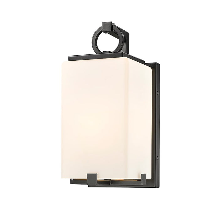 Z-Lite Sana 1 Light Outdoor Wall Sconce, Black/White Opal - 593S-BK