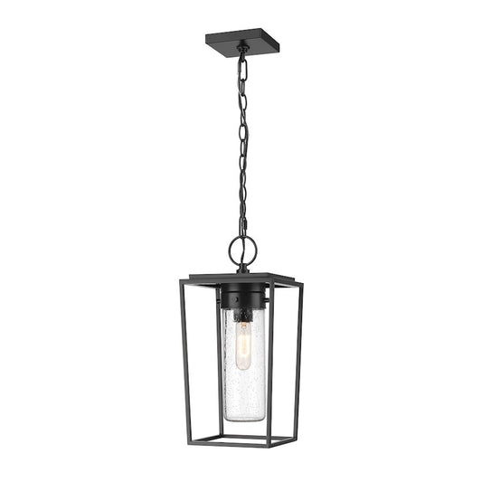 Z-Lite Sheridan 1 Light 8" Outdoor Ceiling Mount, Black/Seedy - 594CHM-BK