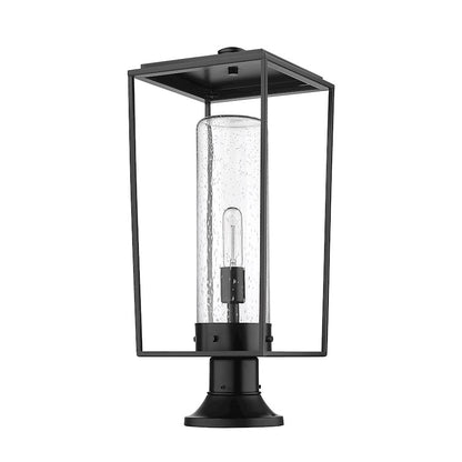 Z-Lite Sheridan 1 Light Outdoor Pier Mount, Black/Seedy