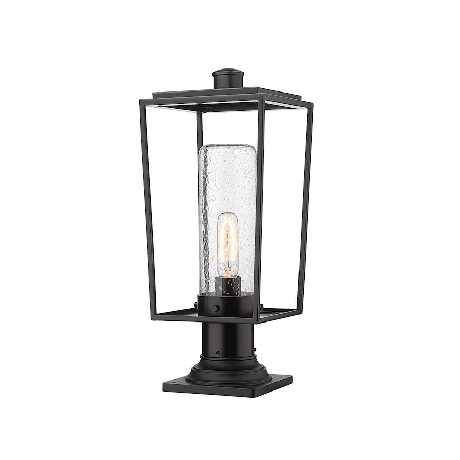 Z-Lite Sheridan 1 Light 19.50" Outdoor Pier Mt, SQ, BK/Seedy - 594PHMR-533PM-BK