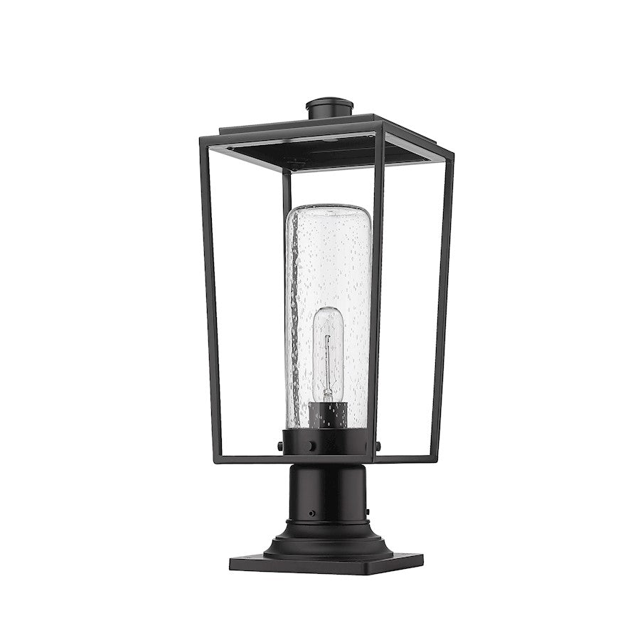 Z-Lite Sheridan 1 Light Outdoor Pier Mt, Round, BK/Seed