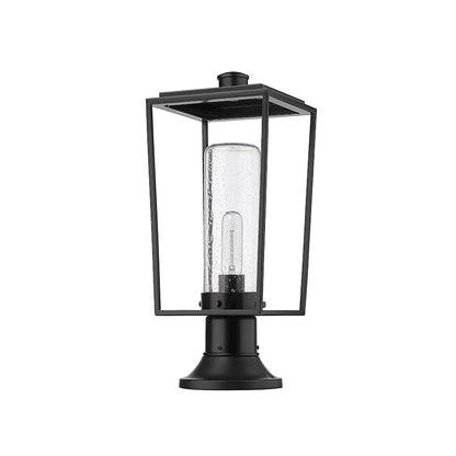 Z-Lite Sheridan 1 Light Outdoor Pier Mt, Round, BK/Seed