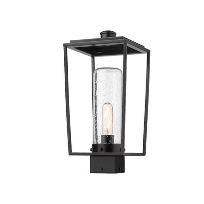 Z-Lite Sheridan 1 Light 17" Outdoor Post Mount/Square, Black/Seedy - 594PHMS-BK