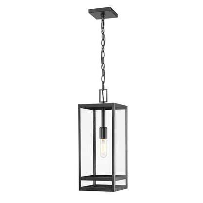 Z-Lite Nuri 1 Light 19" Outdoor Ceiling Mount, Black/Clear - 596CHB-BK