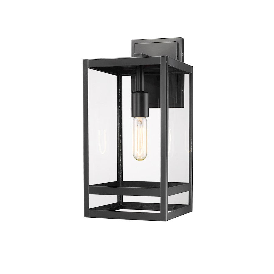 Z-Lite Nuri 1 Light 17" Outdoor Wall Sconce in Black/Clear - 596M-BK