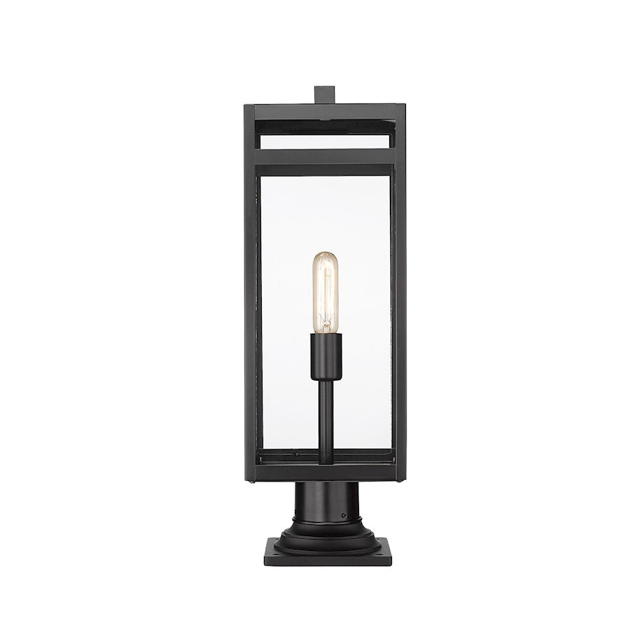 Z-Lite Nuri 1 Light 23.50" Outdoor Pier Mount/SQ, Black/Clear