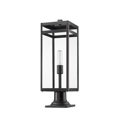 Z-Lite Nuri 1 Light 23.50" Outdoor Pier Mount/SQ, Black/Clear